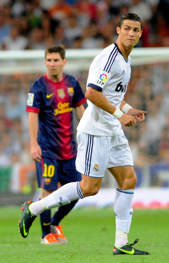 Messi e Ronaldo durante la Supercopa del 2012. Gonzalo Arroyo Moreno/Getty Images