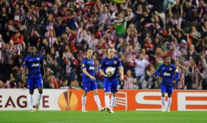 L'ultima immagine di Pogba con i Red Devils (in blu): Bilbao, Europa League, eliminazione. Michael Regan/Getty Images 