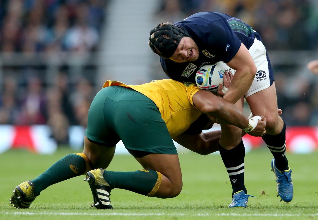 during the 2015 Rugby World Cup Quarter Final match between Australia and Scotland at Twickenham Stadium on October 18, 2015 in London, United Kingdom.