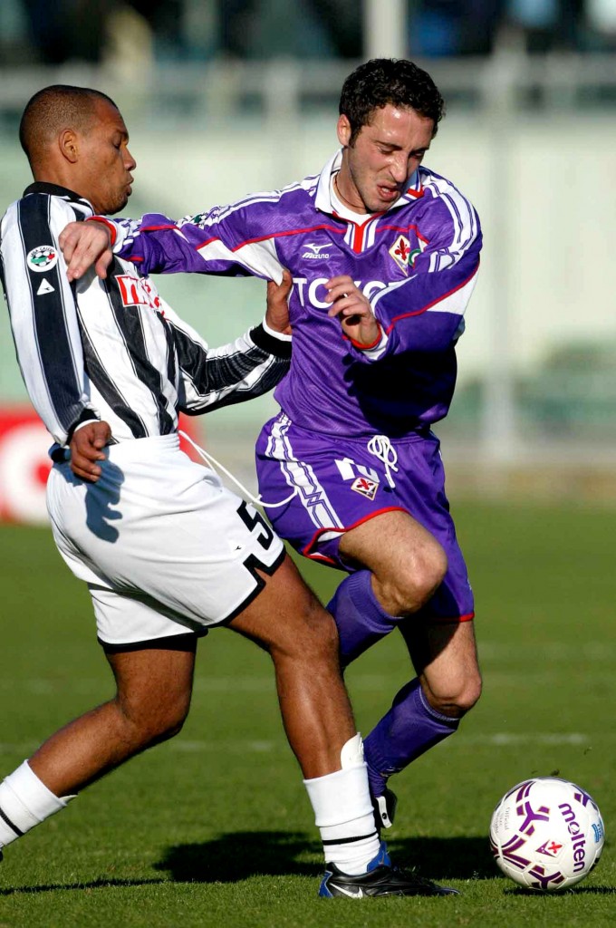 10 Mar 2002: Domenico Morfeo of Fiorentina and Marcos Paulo of Udinese in action during the Serie A 26th Round League match between Fiorentina and Udinese , played at the Artemio Franchi Stadium in Florence, Italy. DIGITAL IMAGE. Mandatory Credit: Allsport UK/Getty Images