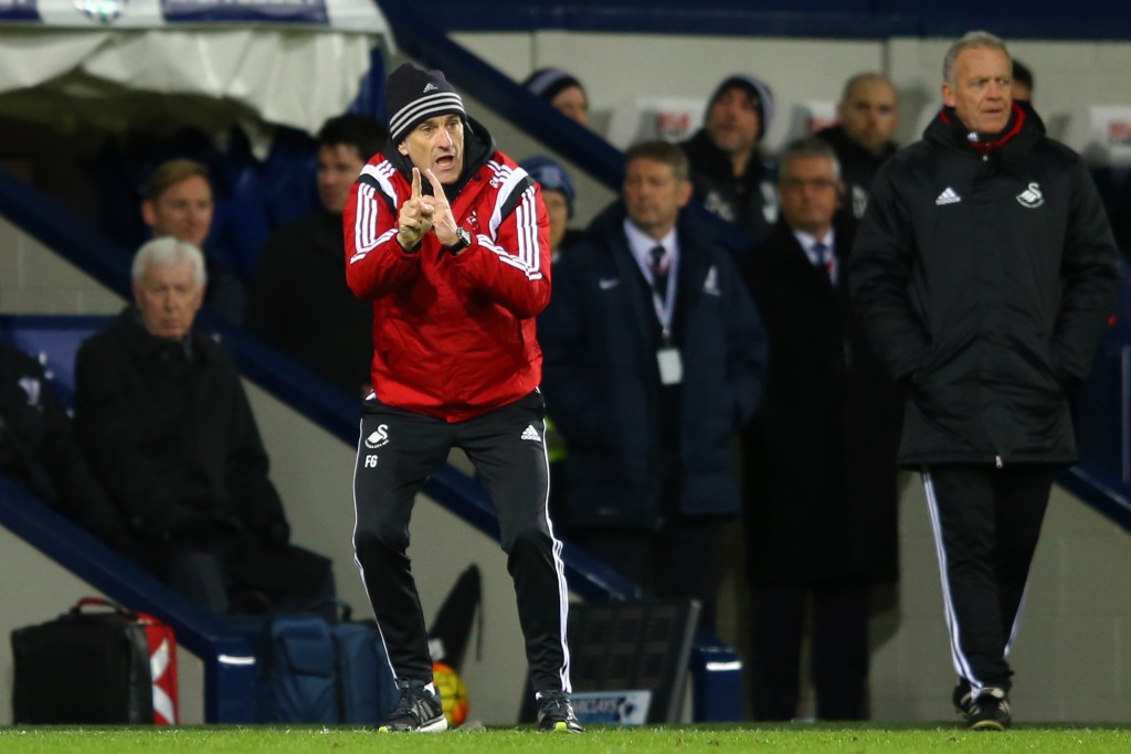 Francesco Guidolin dà indicazioni durante West Bromwich-Swansea. Richard Heathcote/Getty Images