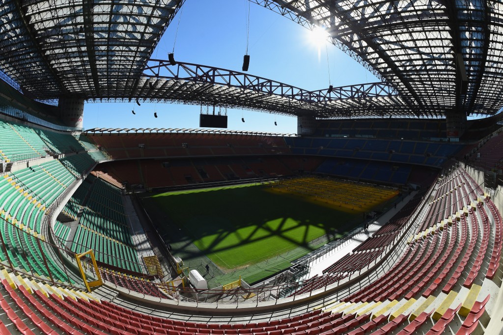 MILAN, ITALY - FEBRUARY 10: A view of the inside of Stadio Giuseppe Meazza venue for the UEFA Champions League Final 2016 on February 10, 2016 in Milan, Italy. (Photo by Shaun Botterill/Getty Images)