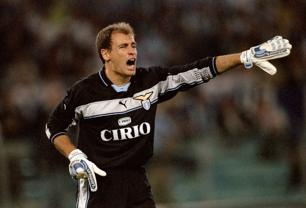 3 Oct 1999: Gianluca Marchegiani in goal for Lazio against AC Milan during the Serie A match at the Stadio Olimpico in Rome, Italy. Mandatory Credit: Claudio Villa /Allsport