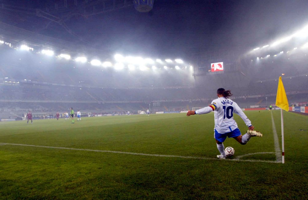 Roberto Baggio nel 2002, con la maglia del Brescia. Grazia Neri/Getty Images