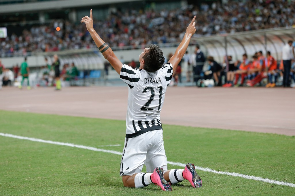 Paulo Dybala esulta dopo la rete in Supercoppa italiana (Photo by Lintao Zhang/Getty Images)