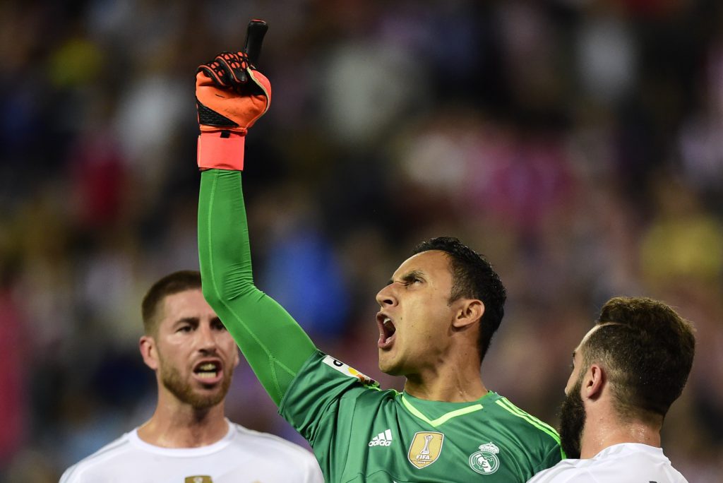 Dopo un rigore parato proprio contro l'Atlético, ottobre 2015 (Javier Soriano/Afp/Getty Images)