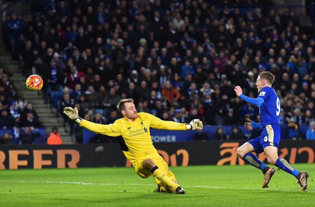 Il gol di Jamie Vardycontro il Liverpool (Ben Stansall/Afp/Getty Images)