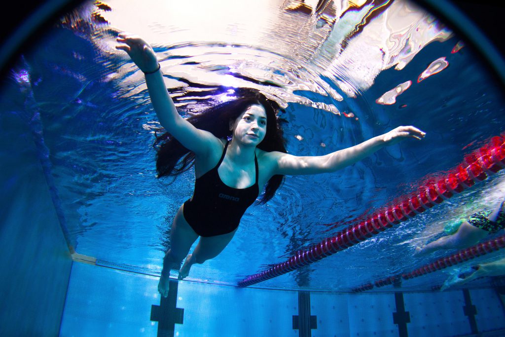 BERLIN, GERMANY - MARCH 09: Yusra Mardini of Syria during a training session at the Wasserfreunde Spandau 04 training pool Olympiapark Berlin on March 9, 2016 in Berlin, Germany. (Photo by Alexander Hassenstein/Getty Images for IOC)