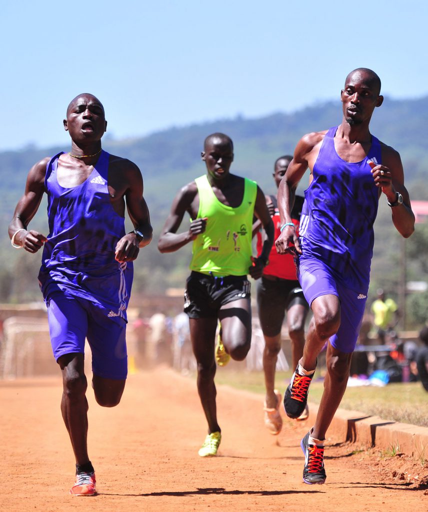 South Sudanese refugees from Kakuma refugee camp train on March 16, 2016 at the Ngong hills outside the capital Nairobi. High up in Kenya's rugged Ngong Hills, refugees sprint around an athletics track in intensive training they hope will see them selected for a unique team for the Rio Olympics. Hand-picked from Kenya's vast refugee camps -- including Dadaab, the biggest in the world -- to join the training camp just outside Nairobi, the athletes here have their eyes set on racing in Rio de Janeiro in August. / AFP / Simon MAINA / TO GO WITH AFP STORY BY AILEEN KIMUTAI (Photo credit should read SIMON MAINA/AFP/Getty Images)