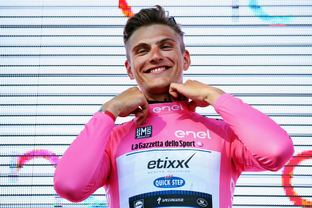 ARNHEM, NETHERLANDS - MAY 08: Marcel Kittel of Germany and Etixx Quick-Step takes the race lead after winning stage three of the 2016 Giro d'Italia, after a 190km stage from Nijmegen to Arnhem on May 8, 2016 in Arnhem, Netherlands. (Photo by Bryn Lennon/Getty Images)