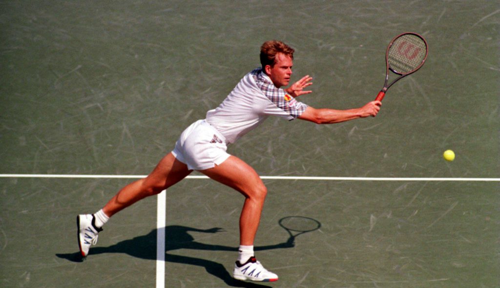 12 MARCH 1994: SWEDENS STEFAN EDBERG IN ACTION DURING HIS SECOND ROUND MATCH AGAINST US ROBBIE WEISS IN THE LIPTON TENNIS CHAMPIONSHIPS AT KEY BISCAYNE IN FLORIDA. Mandatory Credit: Simon Bruty/ALLSPORT