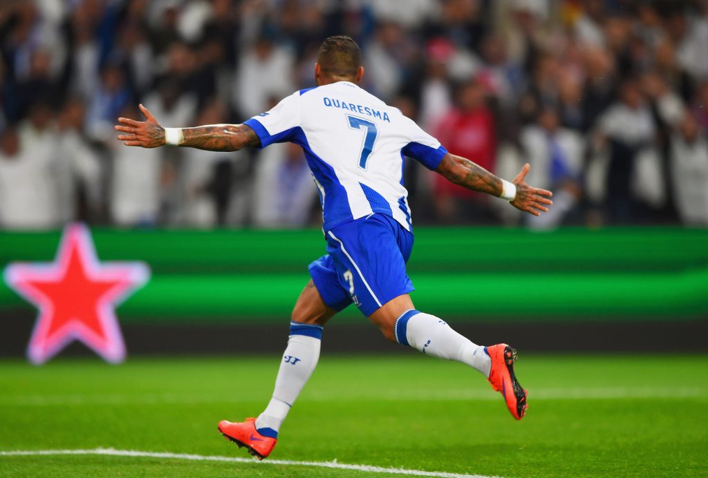 PORTO, PORTUGAL - APRIL 15: Ricardo Quaresma of FC Porto celebrates as he scores their second goal during the UEFA Champions League Quarter Final first leg match between FC Porto and FC Bayern Muenchen at Estadio do Dragao on April 15, 2015 in Porto, Portugal. (Photo by Mike Hewitt/Getty Images)