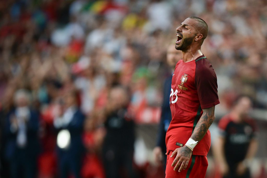 Portugal's forward Ricardo Quaresma celebrates after scoring against Estonia during the friendly football match Portugal vs Estonia at Luz stadium in Lisbon on June 8, 2016, in preparation for the upcoming UEFA Euro 2016 Championship. / AFP / PATRICIA DE MELO MOREIRA (Photo credit should read PATRICIA DE MELO MOREIRA/AFP/Getty Images)