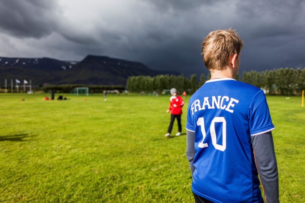 Teenage boys attend a training on June 28, 2016 at the the football club Afturelding in Mosfellsbaer, outside of Reykjavik, where national Iceland's football player Hannes Haldorsson trained as a teenager. / AFP / Karl Petersson / TO GO WITH AFP STORY BY HUGUES HONORE (Photo credit should read KARL PETERSSON/AFP/Getty Images)