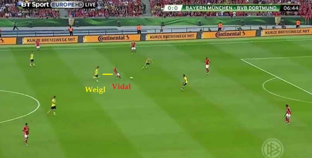 Weigl aggressivo su Vidal