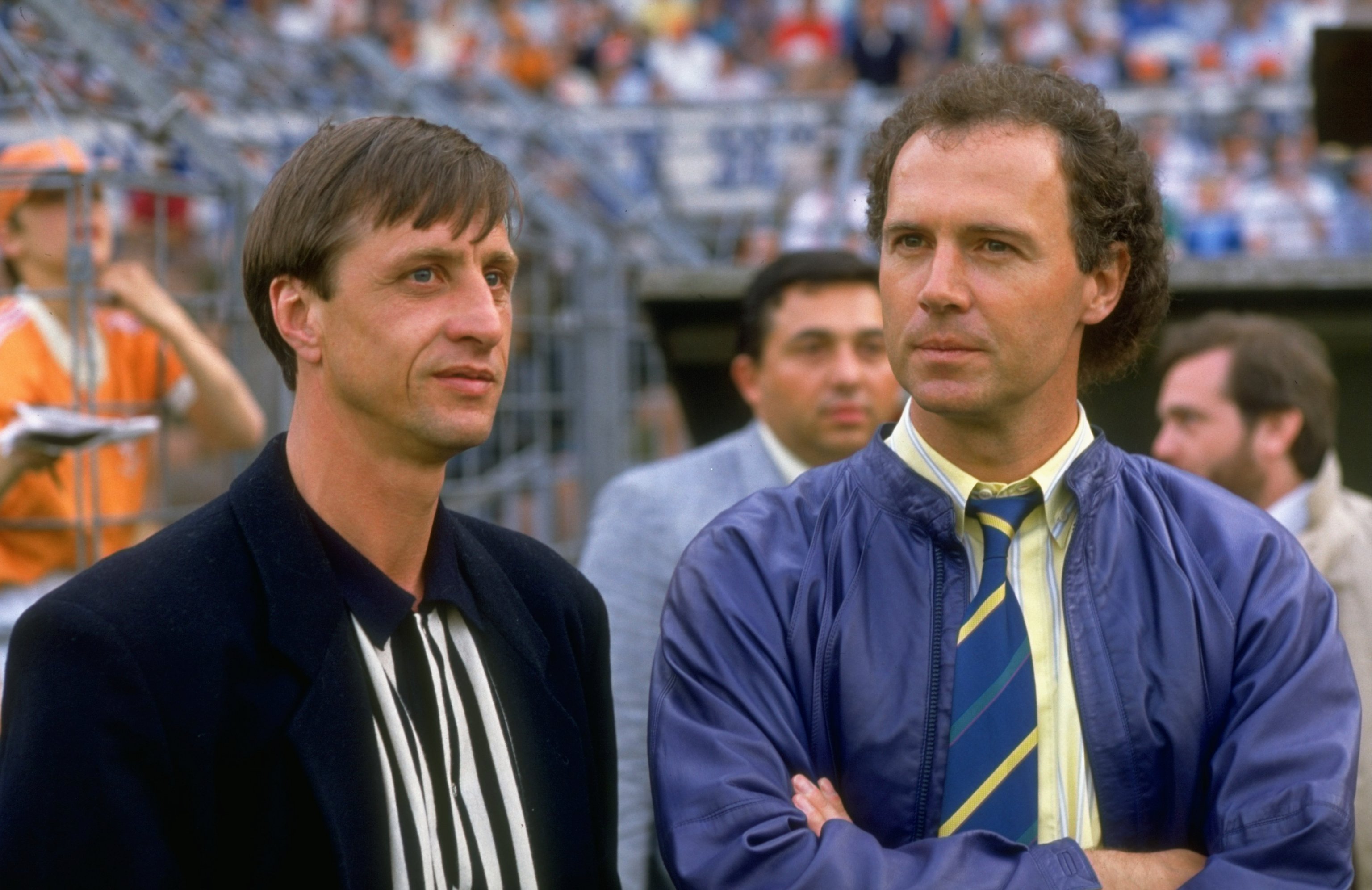 Franz Beckenbauer of West Germany and Johan Cruyff of Holland