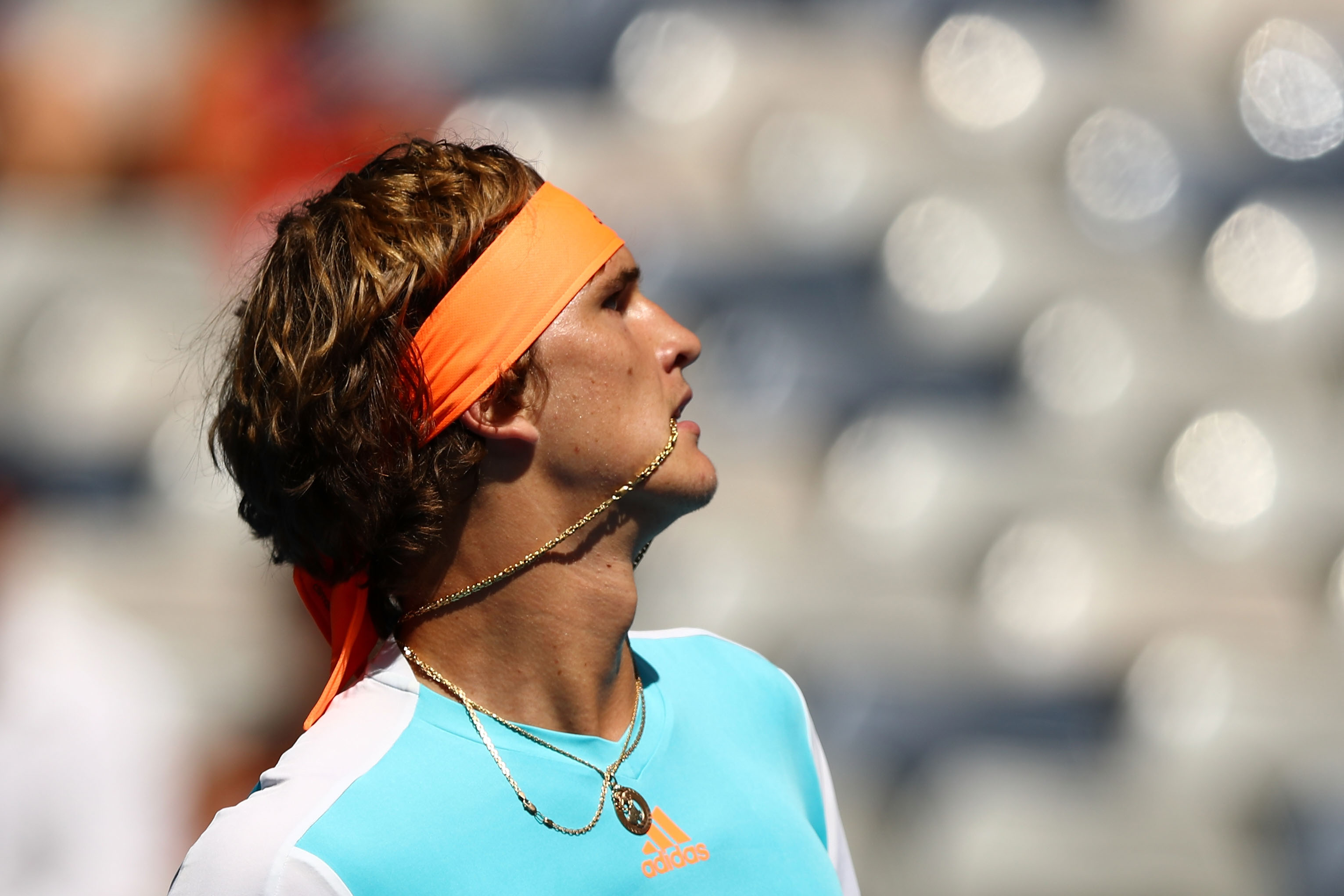 MELBOURNE, AUSTRALIA - JANUARY 17: Alexander Zverev of Germany looks on in his first round match against Robin Haase of the Netherlands on day two of the 2017 Australian Open at Melbourne Park on January 17, 2017 in Melbourne, Australia. (Photo by Ryan Pierse/Getty Images)