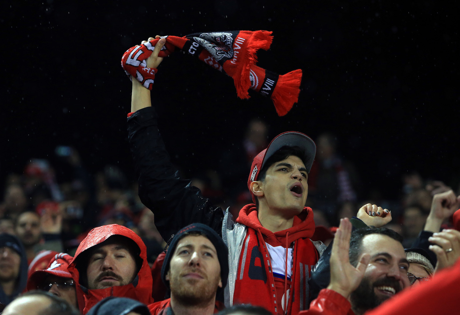 TORONTO, ON - NOVEMBER 30: Toronto FC fans celebrate during the MLS Eastern Conference Final, Leg 2 game against Montreal Impact at BMO Field on November 30, 2016 in Toronto, Ontario, Canada. (Photo by Vaughn Ridley/Getty Images)