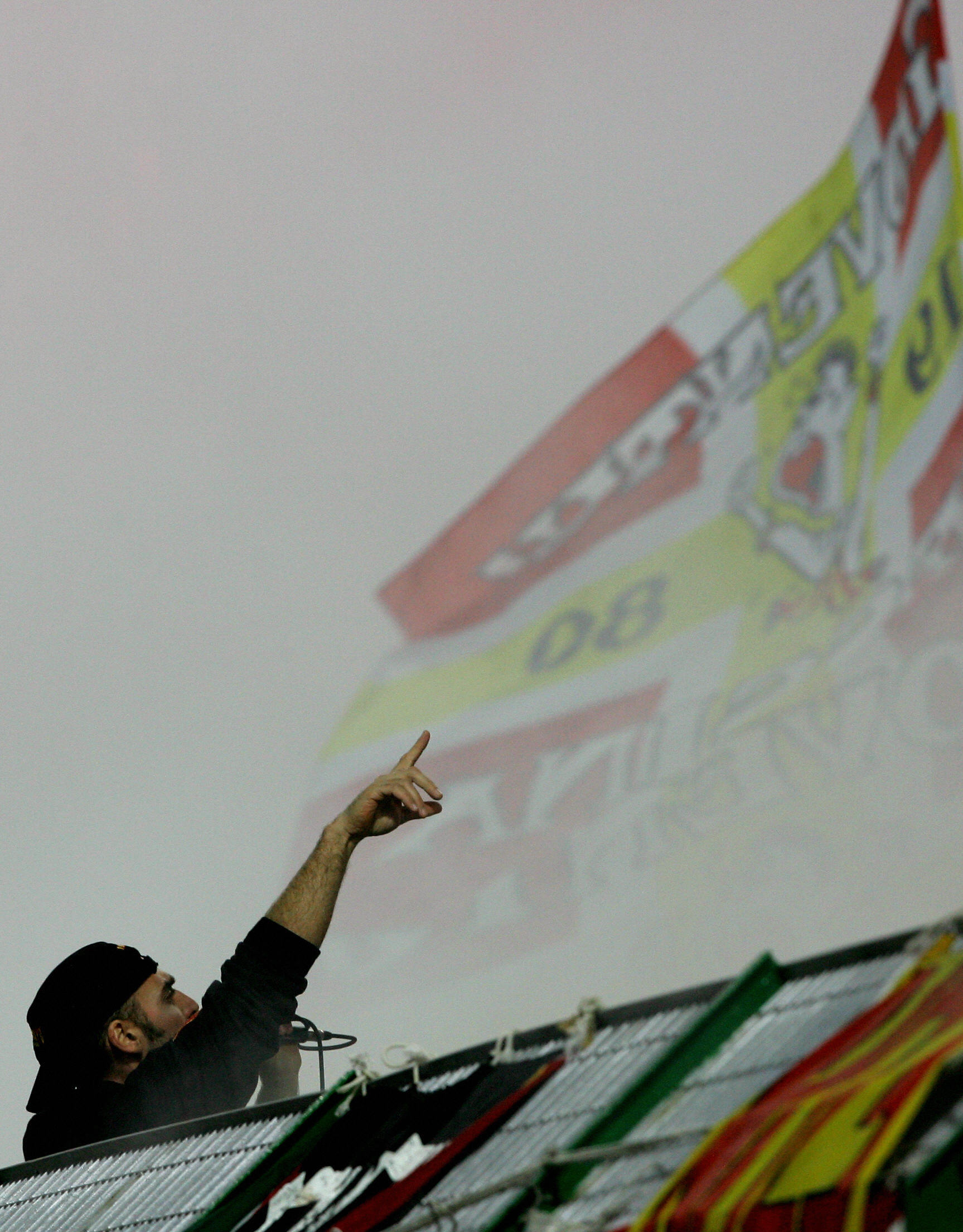 A Messina supporter shouts during the It