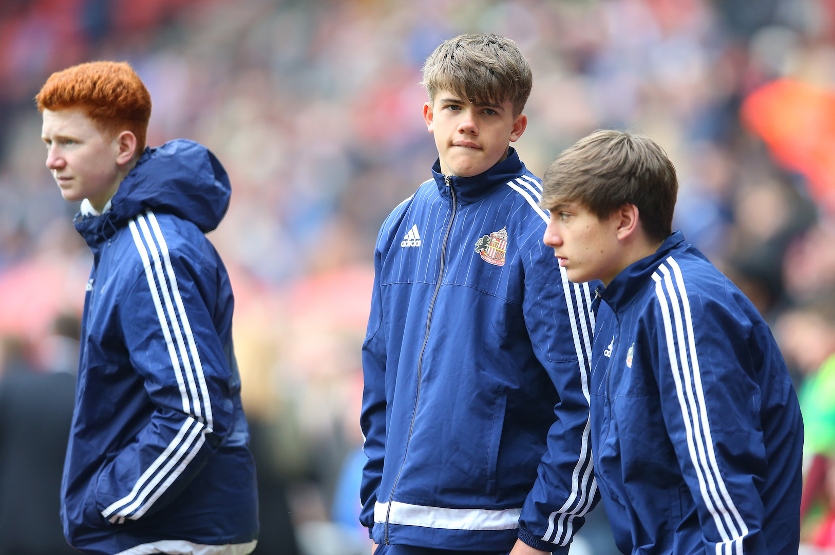 SUNDERLAND, ENGLAND - MAY 07: Ball boys are seen inside the stadium during the Barclays Premier League match between Sunderland and Chelsea at The Stadium of Light on May 7, 2016 in Sunderland, England. (Photo by Ian MacNicol/Getty images)