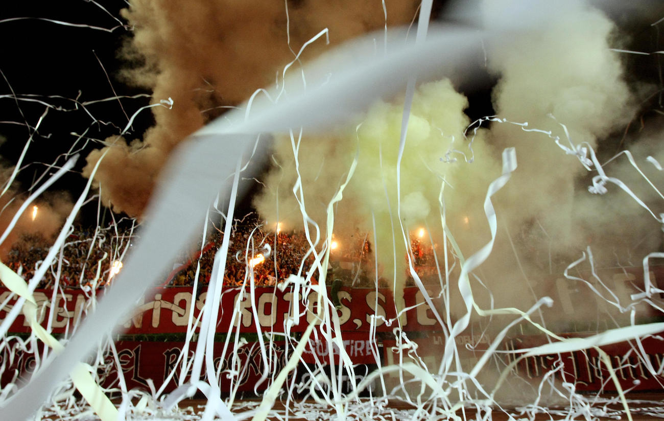 Supporters of Caracas FC celebrate the v