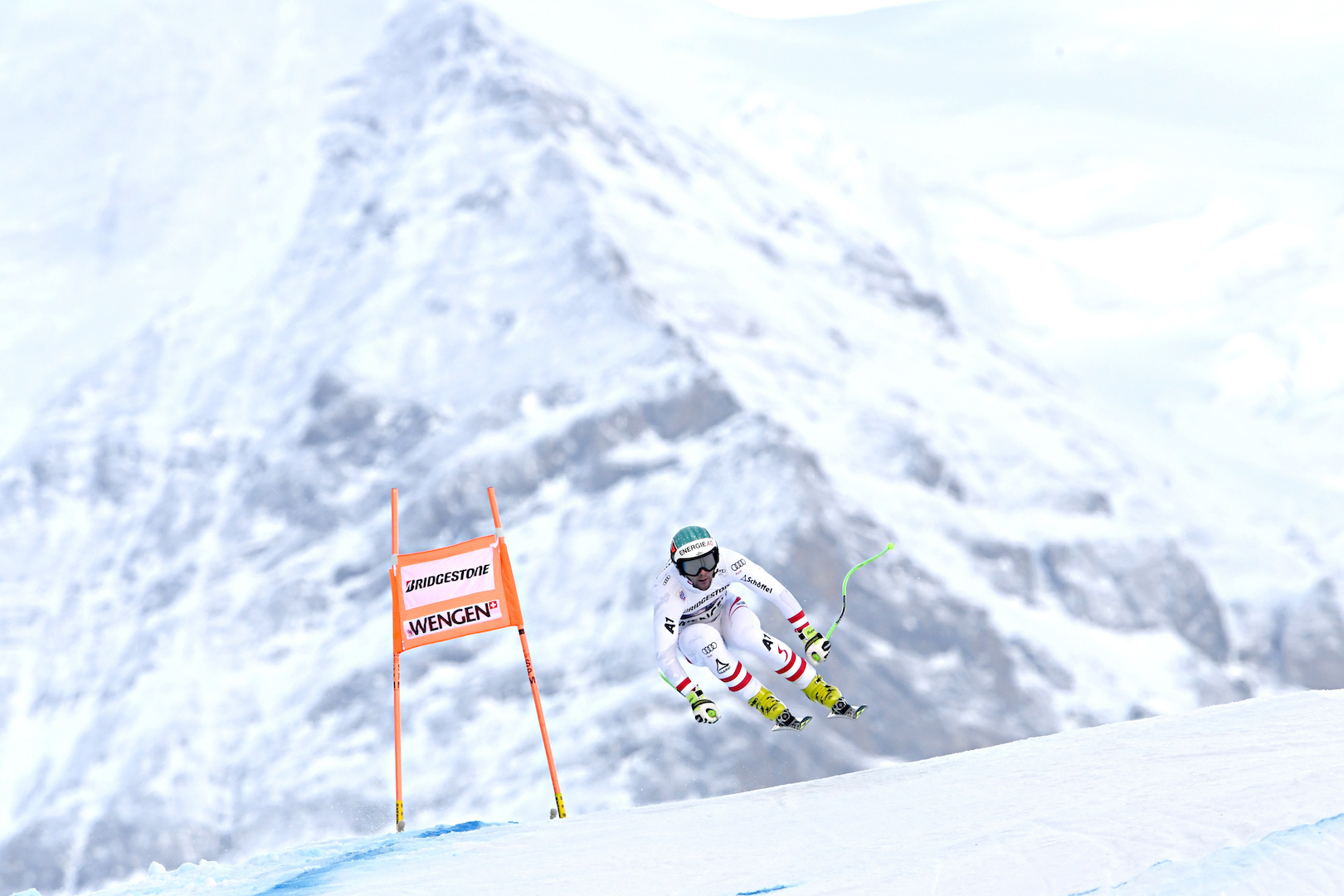 WENGEN, SWITZERLAND - JANUARY 12: Vincent Kriechmayr of Austria in action during the Audi FIS Alpine Ski World Cup Men's Combined on January 12, 2018 in Wengen, Switzerland. (Photo by Alain Grosclaude/Agence Zoom/Getty Images)